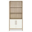 Bowery Hill Two-Tone Bookcase with Leathered Doors in Natural Wood