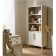 Bowery Hill Two-Tone Bookcase with Leathered Doors in Natural Wood