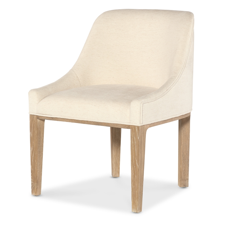 Bowery Hill Upholstered Barrel-Back Host Chair in Beige Fabric