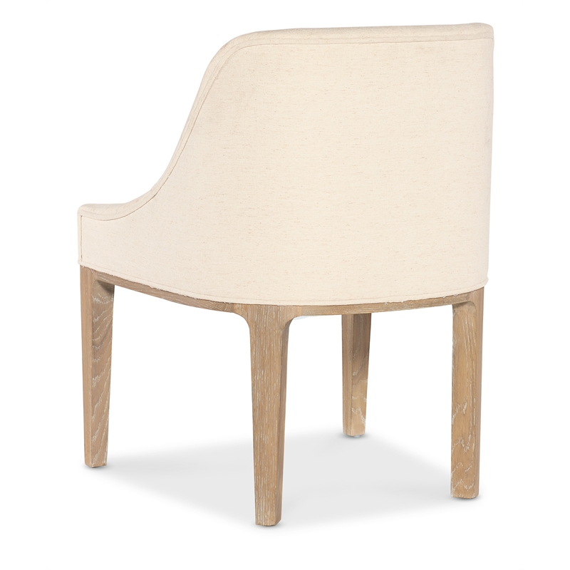 Bowery Hill Upholstered Barrel-Back Host Chair in Beige Fabric