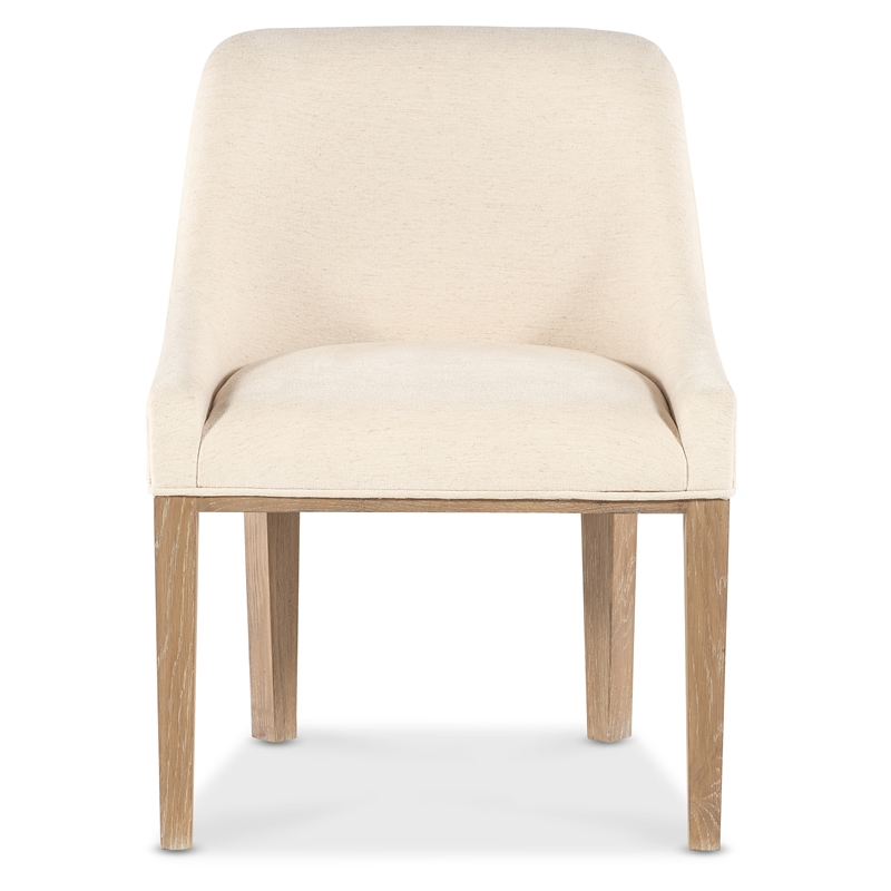 Bowery Hill Upholstered Barrel-Back Host Chair in Beige Fabric