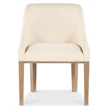 Bowery Hill Upholstered Barrel-Back Host Chair in Beige Fabric