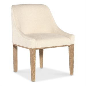 Bowery Hill Upholstered Barrel-Back Host Chair in Beige Fabric