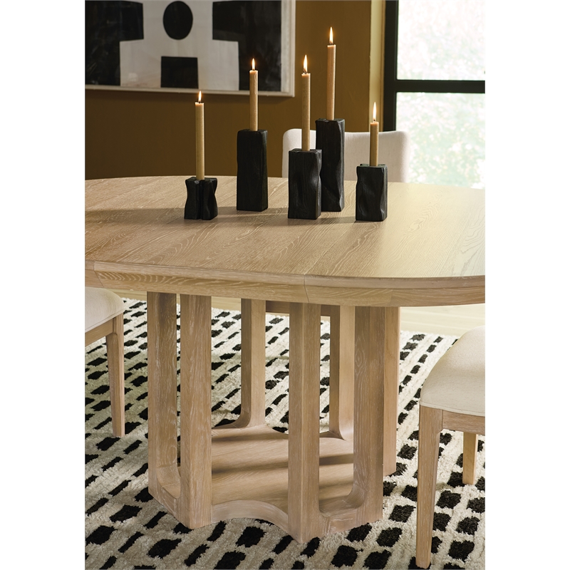 Bowery Hill Round Dining Table with 18in Leaf in Natural Wood