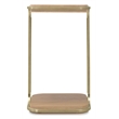 Bowery Hill Compact Accent Table with Brass Legs in Natural Wood