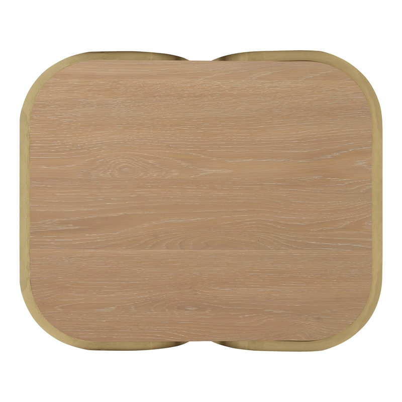 Bowery Hill Compact Accent Table with Brass Legs in Natural Wood