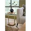 Bowery Hill Compact Accent Table with Brass Legs in Natural Wood