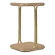 Bowery Hill Compact Accent Table with Brass Legs in Natural Wood
