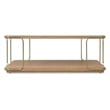 Bowery Hill Rectangle Cocktail Table with Brass Trim in Natural Wood