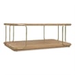 Bowery Hill Rectangle Cocktail Table with Brass Trim in Natural Wood