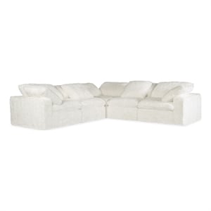 Bowery Hill 5-Seat L-Shaped Sectional in Soft White Plush Fabric