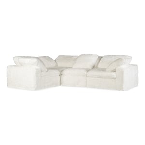 Bowery Hill 4-Seat L-Shaped Sectional in Soft White Plush Fabric