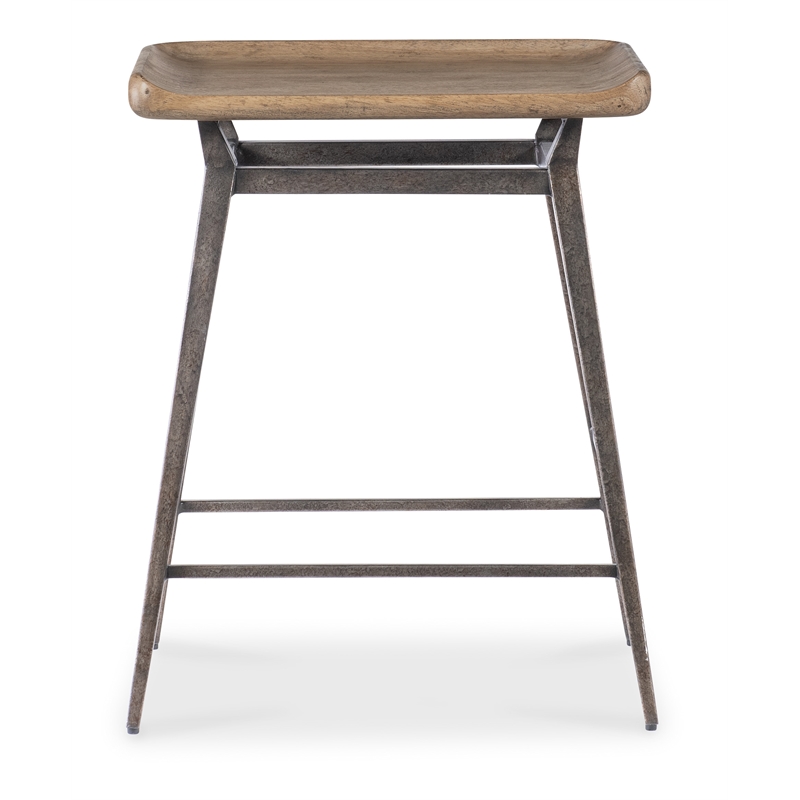 Bowery Hill Counter Chair with Metal Base in Light Natural Wood