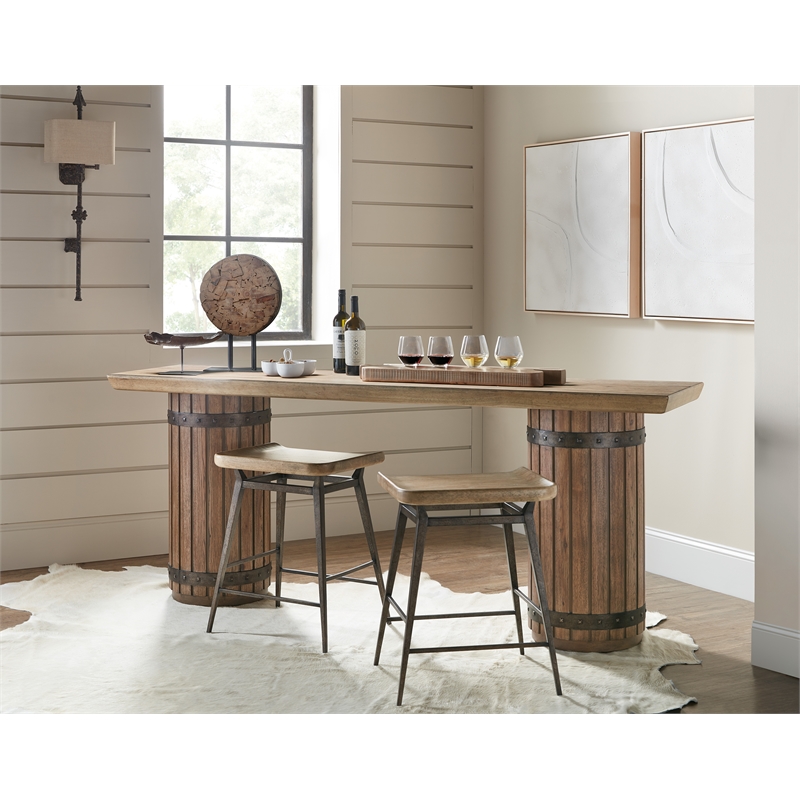 Bowery Hill Counter Chair with Metal Base in Light Natural Wood