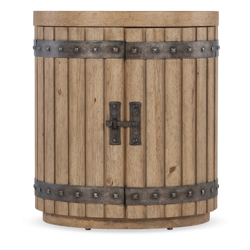 Bowery Hill Wine Barrel End Table in Light Natural Wood Finish