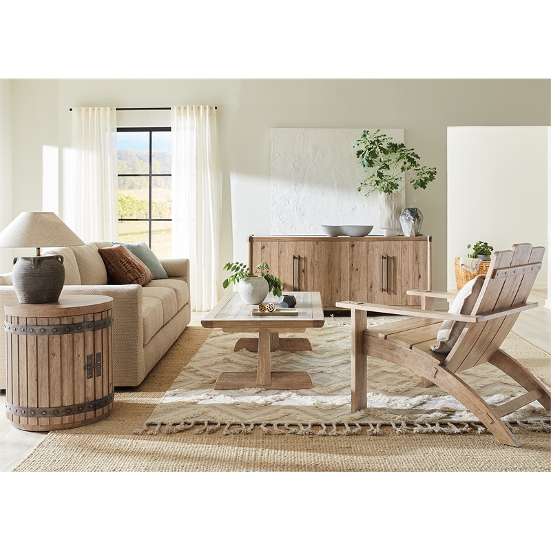 Bowery Hill Wine Barrel End Table in Light Natural Wood Finish