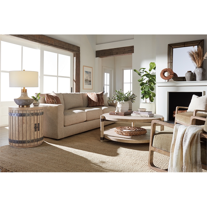 Bowery Hill Wine Barrel End Table in Light Natural Wood Finish