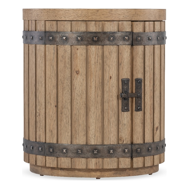 Bowery Hill Wine Barrel End Table in Light Natural Wood Finish