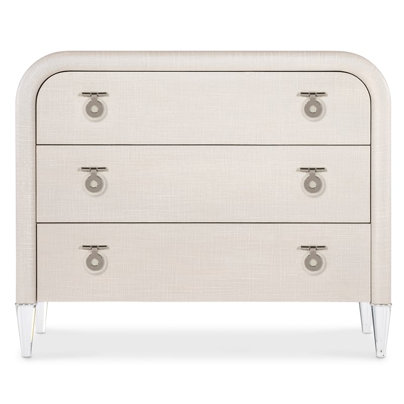 Bowery Hill 3-Drawer Linen Accent Chest with Acrylic Legs in Cream