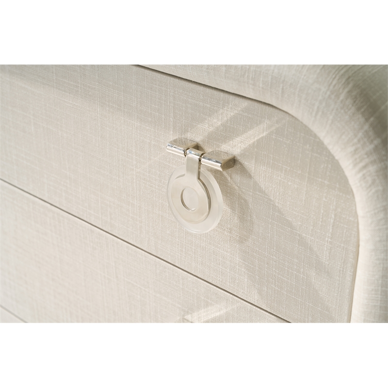 Bowery Hill 3-Drawer Linen Accent Chest with Acrylic Legs in Cream