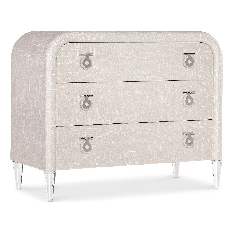 Bowery Hill 3-Drawer Linen Accent Chest with Acrylic Legs in Cream