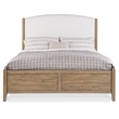 Bowery Hill Queen Upholstered Bed in Beige with Hickory Frame