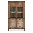Bowery Hill Display Cabinet with Seeded Glass Doors in Dark Brown