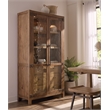 Bowery Hill Display Cabinet with Seeded Glass Doors in Dark Brown