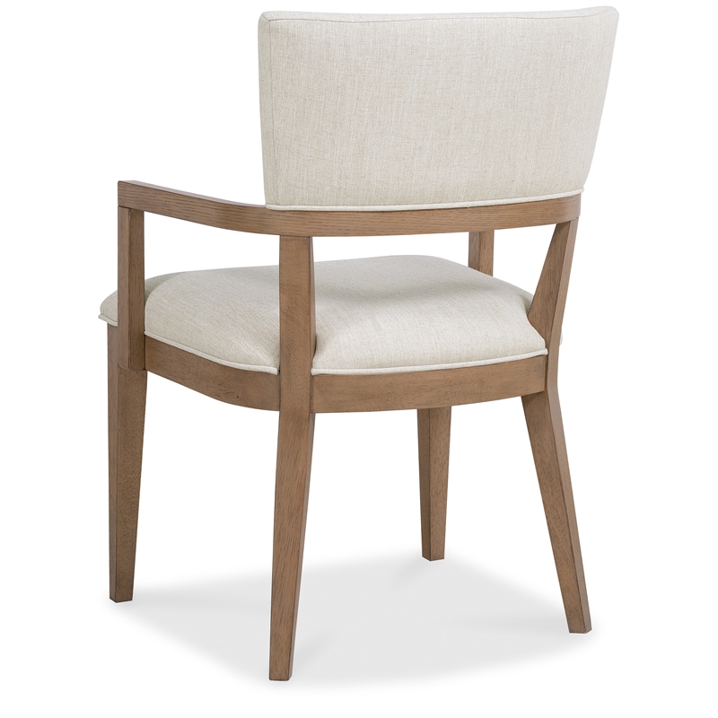 Bowery Hill Upholstered Dining Chair in Beige with Oak Frame