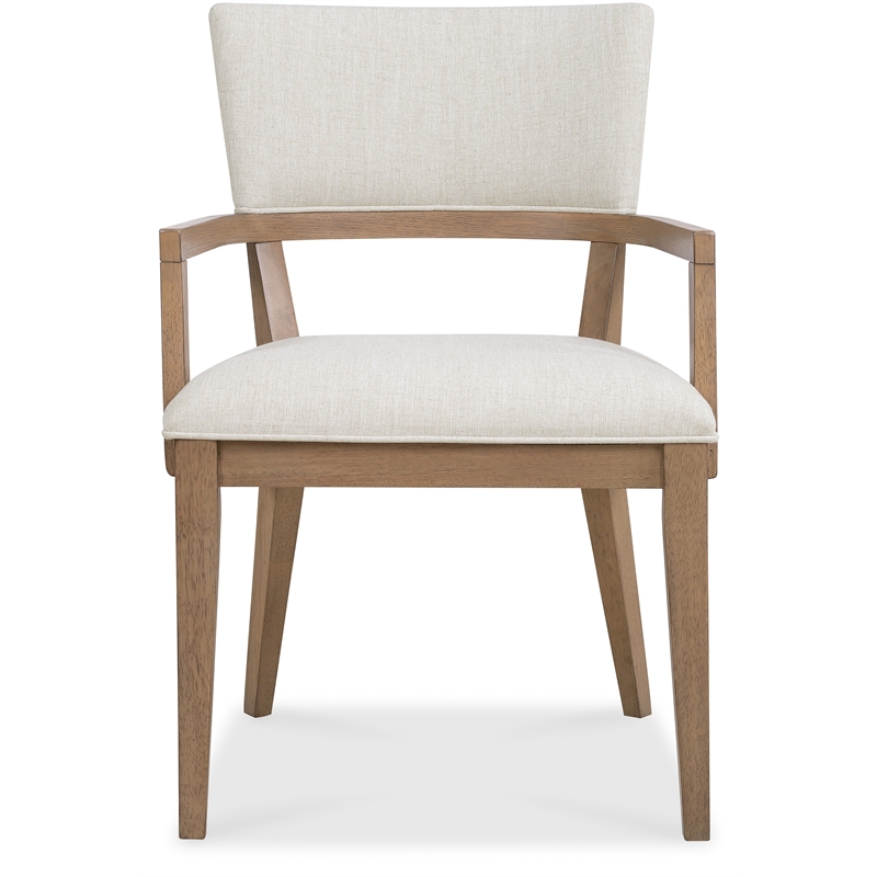 Bowery Hill Upholstered Dining Chair in Beige with Oak Frame