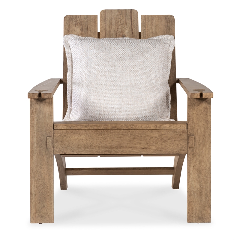 Bowery Hill Adirondack-Style Accent Chair in Beige with Hickory