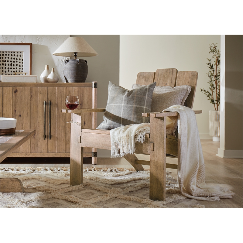 Bowery Hill Adirondack-Style Accent Chair in Beige with Hickory