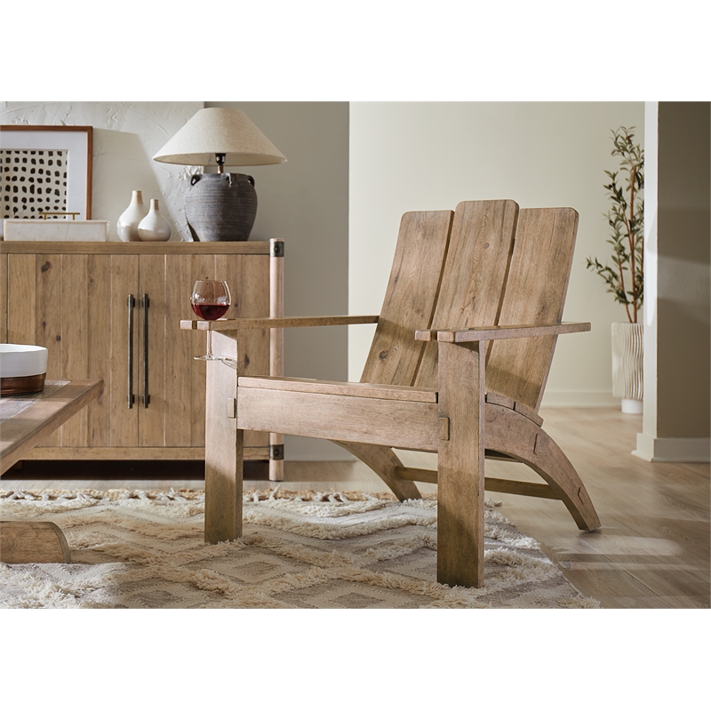 Bowery Hill Adirondack-Style Accent Chair in Beige with Hickory