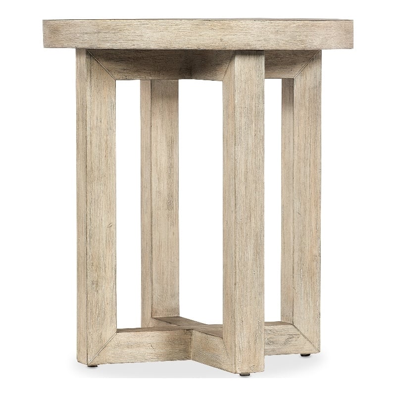 Bowery Hill Round Acacia Modern Side Table in Light Natural Wood