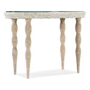 Bowery Hill Oval Writing Desk with Painted Glass Top in White Wood