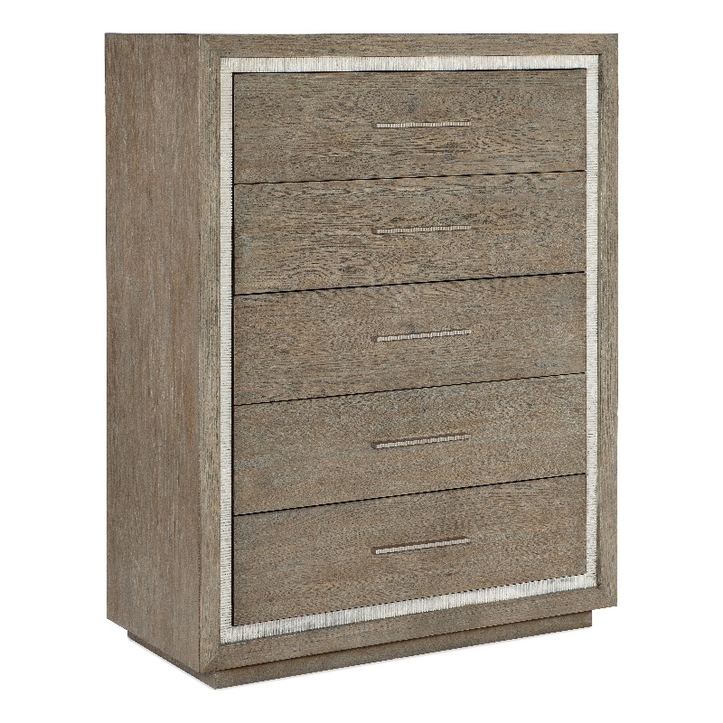 Bowery Hill 5-Drawer Chest in Gray Washed Oak and Light Gray