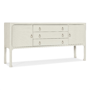 Bowery Hill Grasscloth Server with Raffia Accents in White Wood