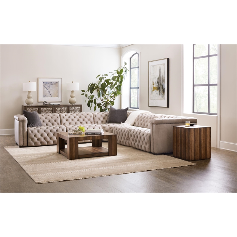 Bowery Hill 5-Piece Power Reclining Sectional in Gray Leather