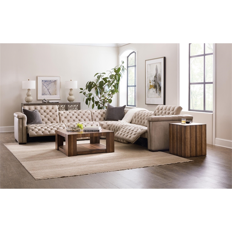 Bowery Hill 5-Piece Power Reclining Sectional in Gray Leather