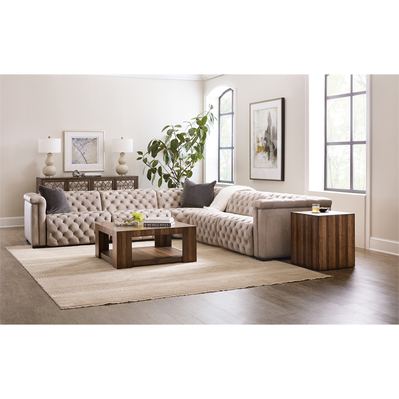Bowery Hill 5-Piece Power Reclining Sectional in Beige Leather