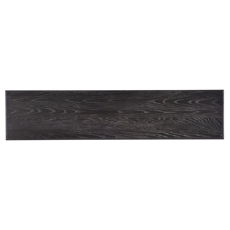 Bowery Hill Metal and Wood Console with Arched Base in Black