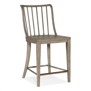 Bowery Hill Spindle Back Counter Chair in Gray Washed Oak Finish