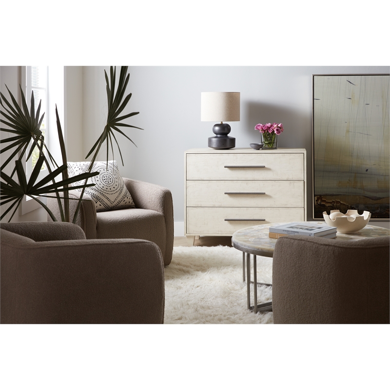 Bowery Hill 3-Drawer Bedroom Chest in Textured Cream White Finish