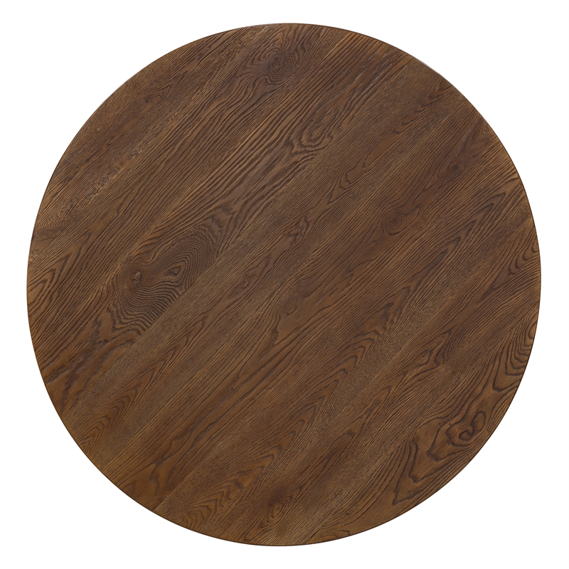 Bowery Hill 48in Round Pedestal Dining Table in Rustic Brown Wood