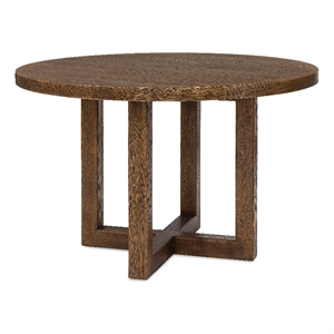 Bowery Hill 48in Round Pedestal Dining Table in Rustic Brown Wood