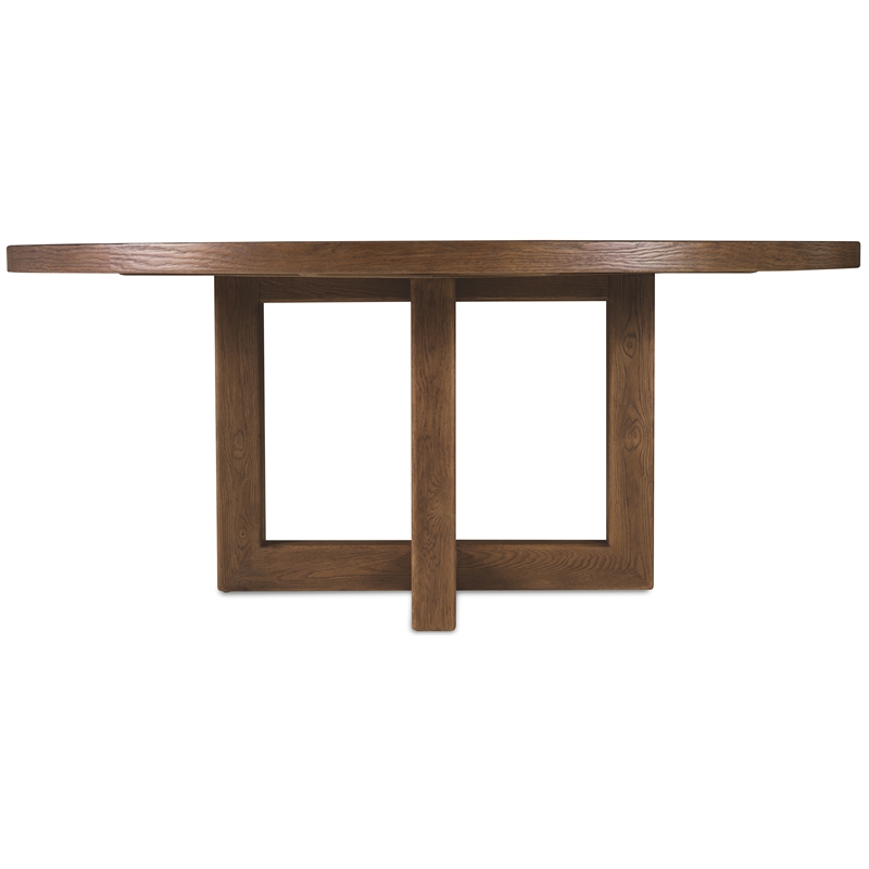 Bowery Hill 72in Round Pedestal Dining Table in Rustic Brown Wood