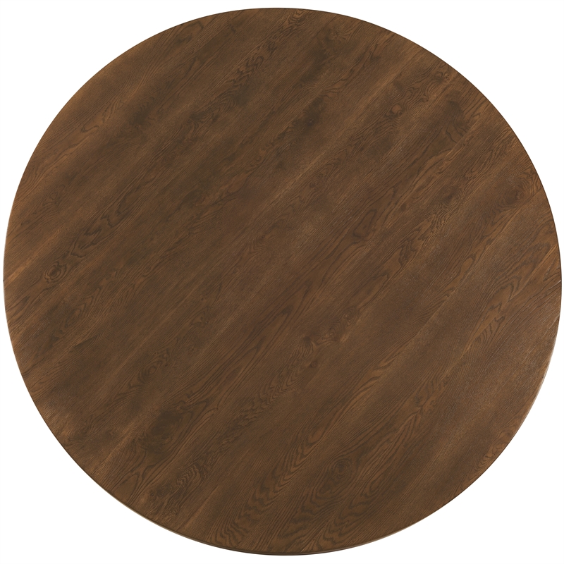 Bowery Hill 72in Round Pedestal Dining Table in Rustic Brown Wood