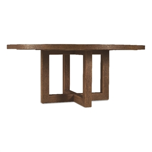 Bowery Hill 72in Round Pedestal Dining Table in Rustic Brown Wood
