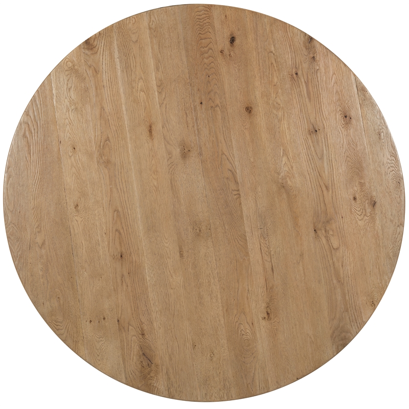 Bowery Hill 72in Round Pedestal Dining Table in Light Brown Wood