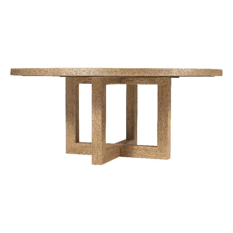 Bowery Hill 72in Round Pedestal Dining Table in Light Brown Wood